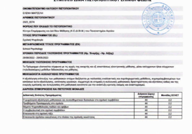 Μαρσέλη Ελένη Msc | Ψυχοθεραπεύτρια | Πάτρα | Πτυχίο 4